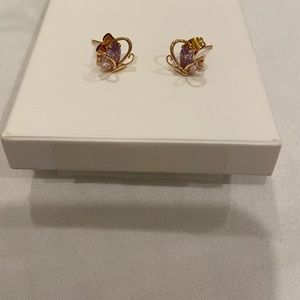 Butterfly crystal earring gold plated non rusty